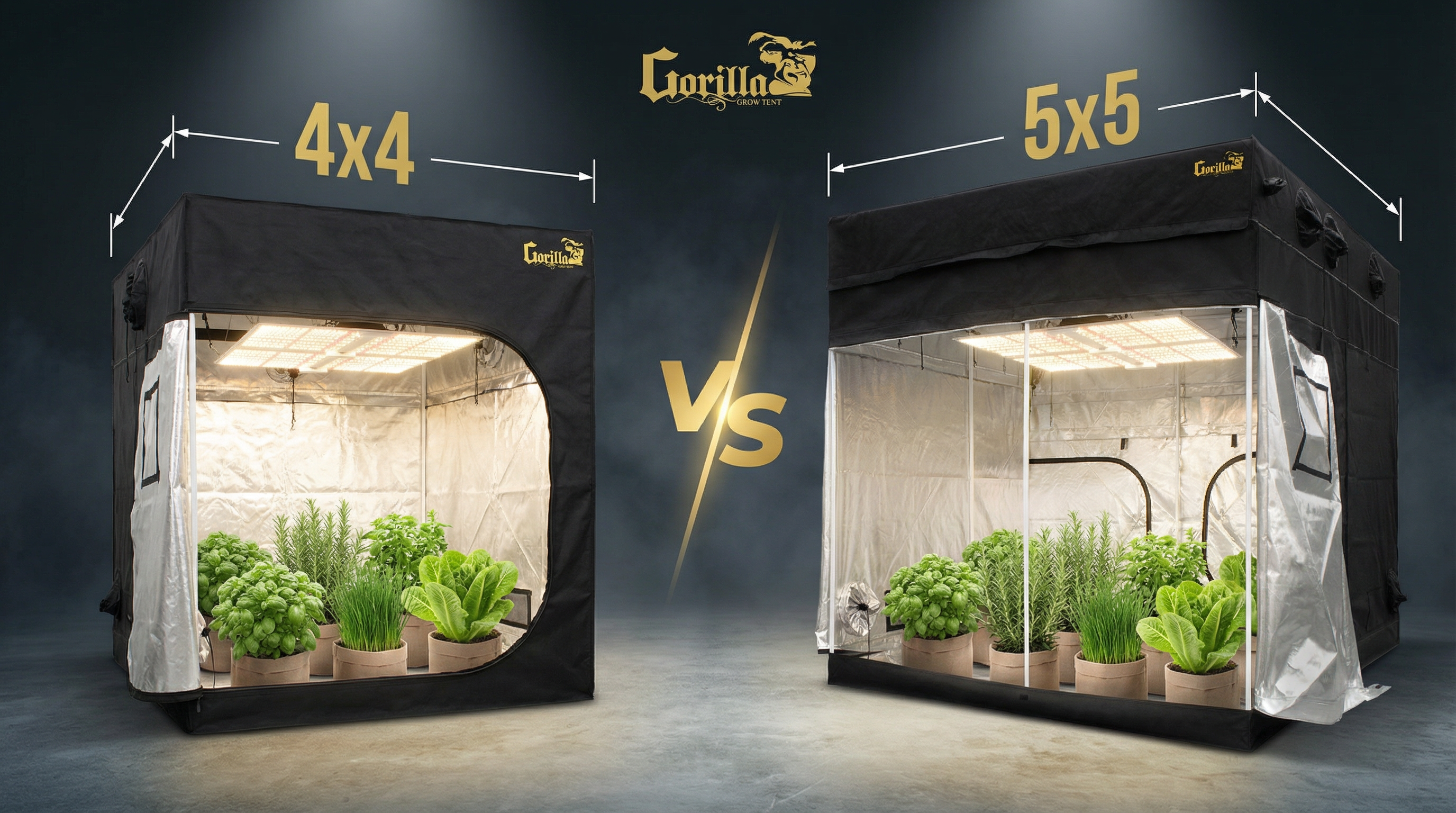 4x4 vs 5x5 Grow Tent comparison — Gorilla Grow Tent Pro