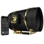 A black and gold 8 inch inline fan with a smartphone app interface displayed, indicating wireless control features.